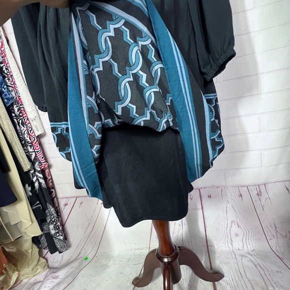 NWT🤩 |•LANE BRYANT•| Pretty Black & Teal Long Sleeve Dress Plus Size 22 - Picture 5 of 9